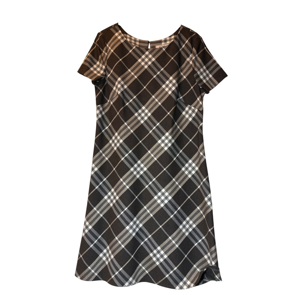 J. Howard NWT Womens Grey Plaid Short Sleeve Shift Dress Size 10